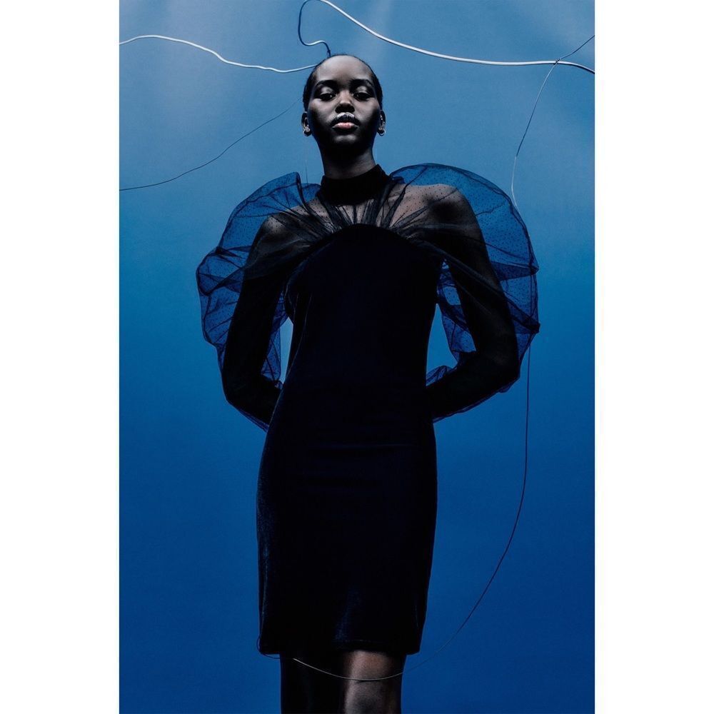 NWT Zara Blogger’s Favorite Festive Season Combined Velvet Mini Dress in Black